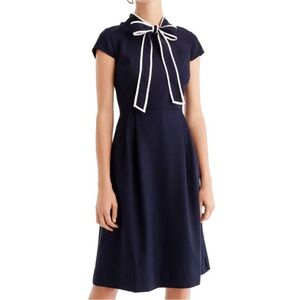 Elegant Navy Dress with White Trim